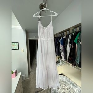 Abercrombie Easy Waist Midaxi Dress in White Tall